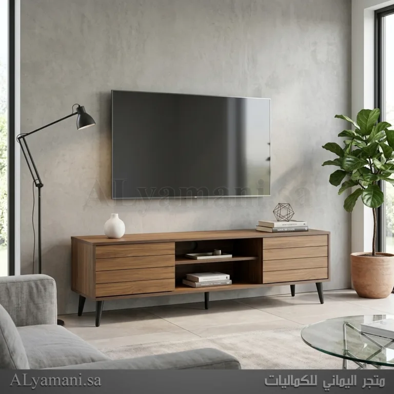 طاولة تلفزيون بلازما بني محروق مودرن