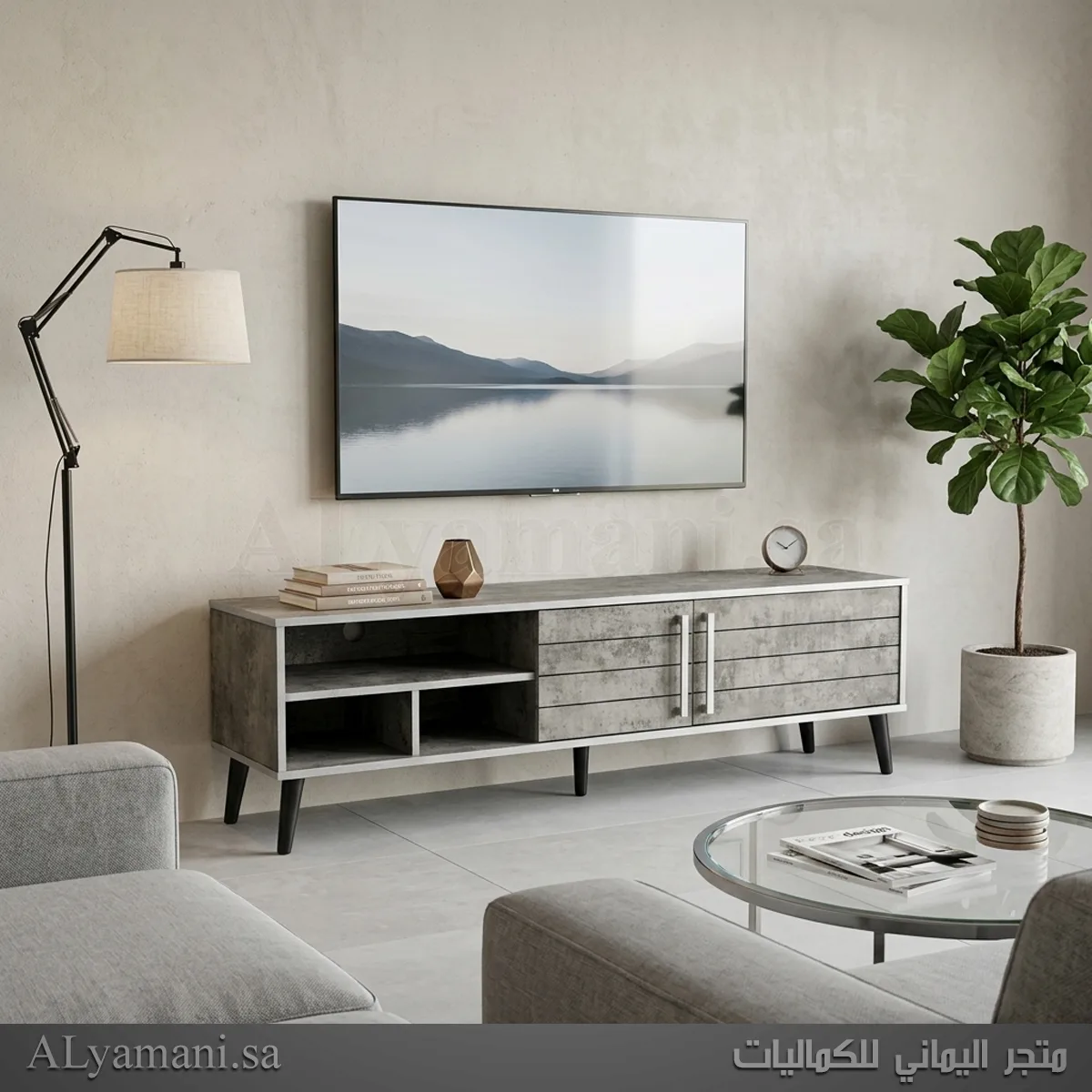 طاولة تلفزيون بلازما رصاصي مودرن