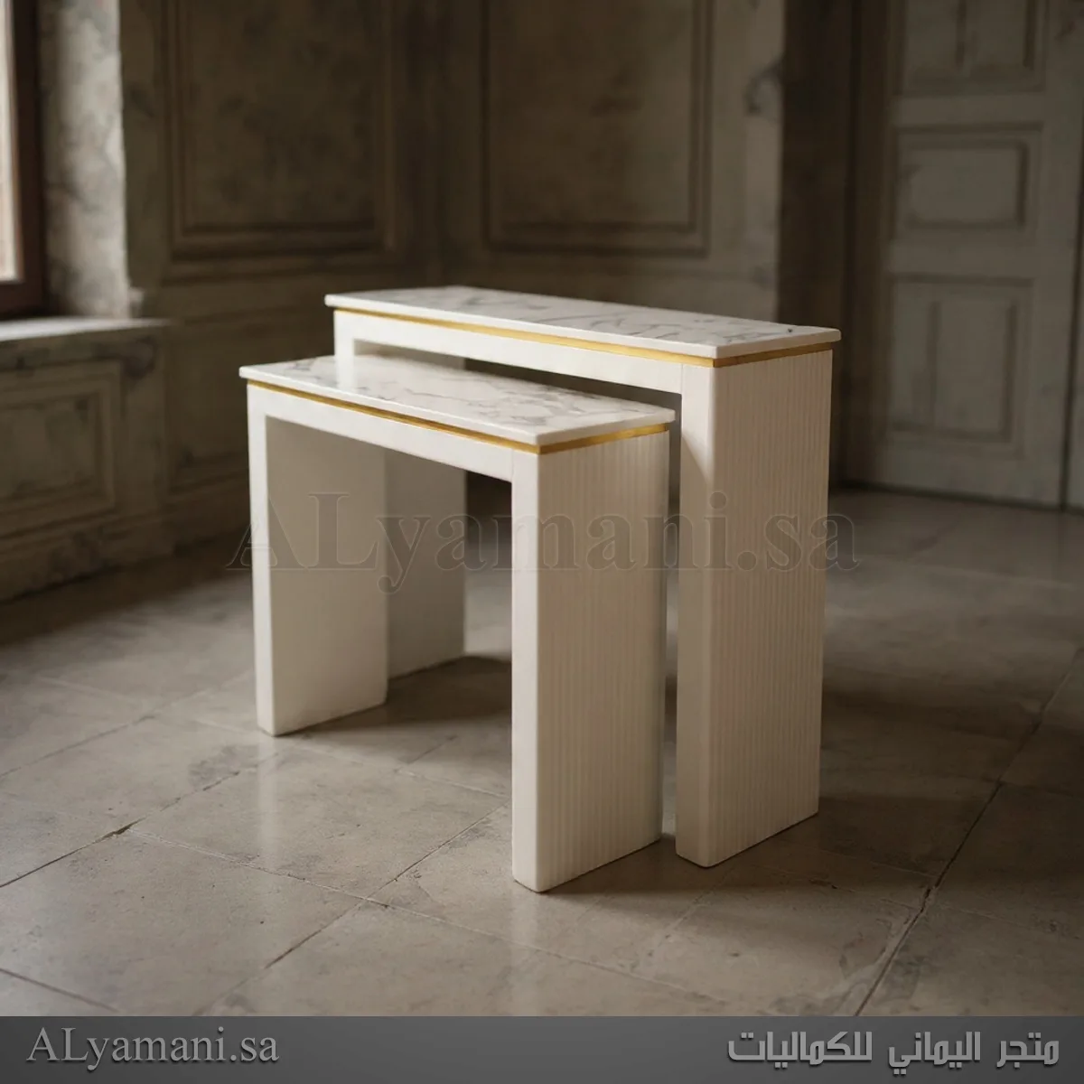 طقم مدخل طاولتين وستاندات مقلم مطفي