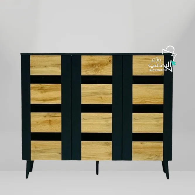 دولاب احذية كبير لون اسود مطعم خشبي
