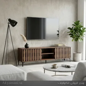 طاولة تلفزيون بلازما بني غامق
