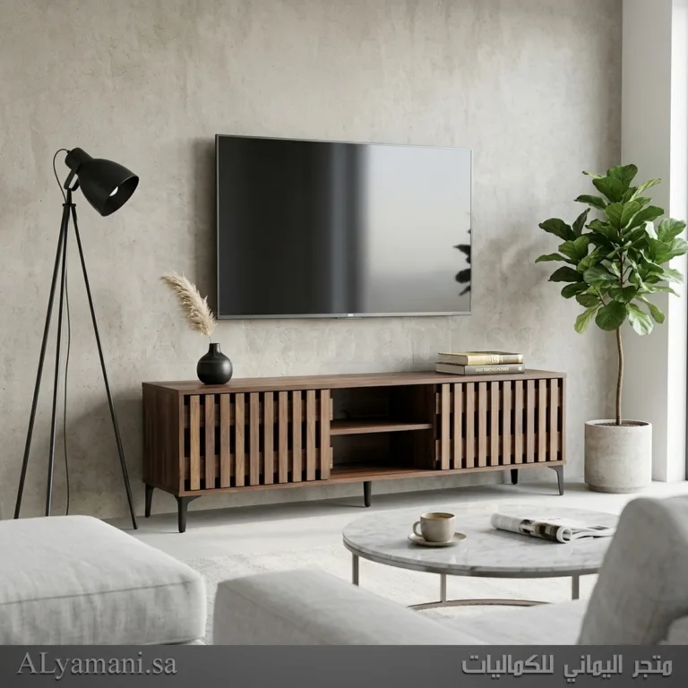 طاولة تلفزيون بلازما بني غامق