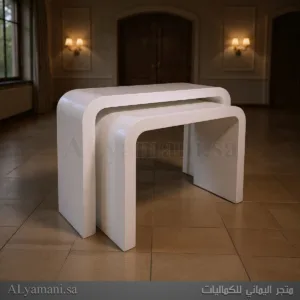 طاولات مدخل استقبال مقوس أبيض مطفي