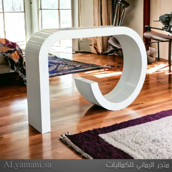 طاولة مدخل كونسول مقوسة لون بني خشبي
