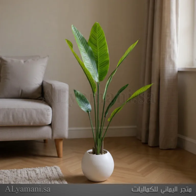 شجرة موز صناعية صغيرة 120 سم حوض ابيض