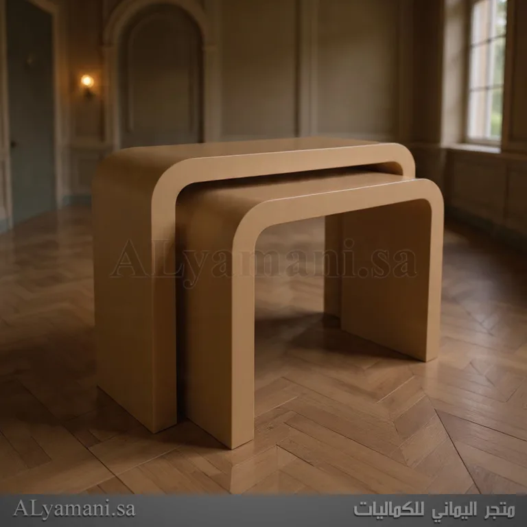 طاولات استقبال مقوسة لون بني خشبي