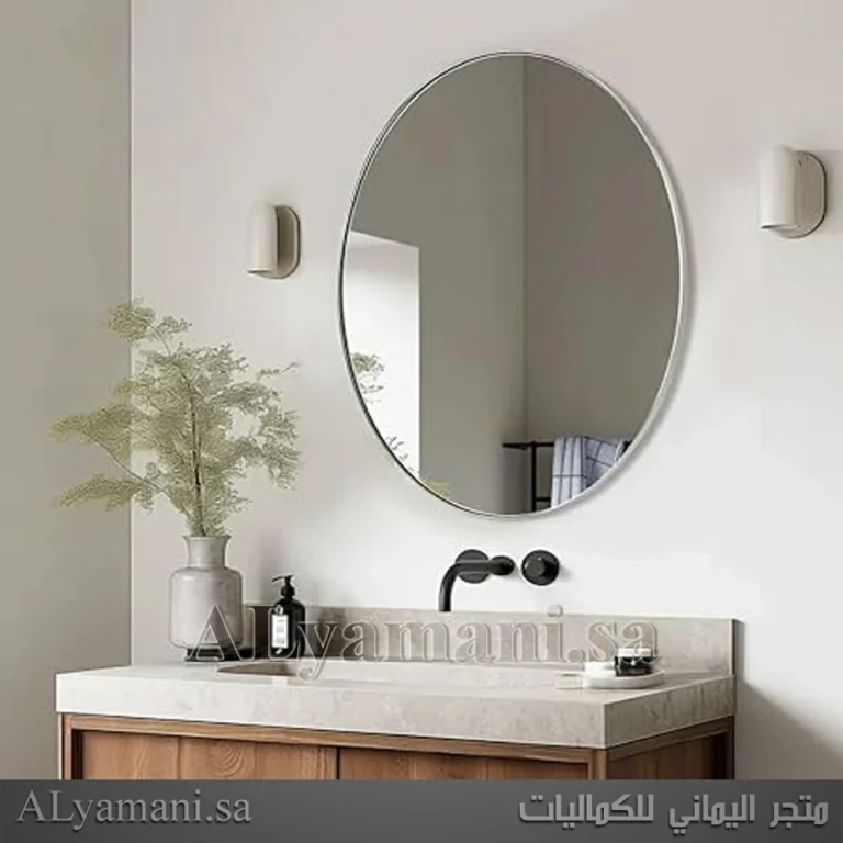 مرايا بيضاوية بإطار فضي عريض