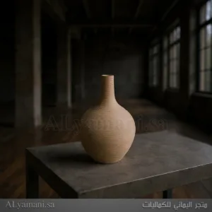 فازة مزهرية عريضة بعنق سيراميك ابيض