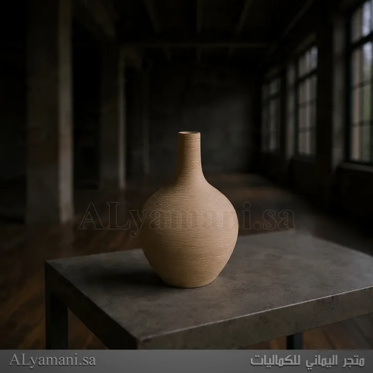 فازة مزهرية عريضة بعنق سيراميك ابيض