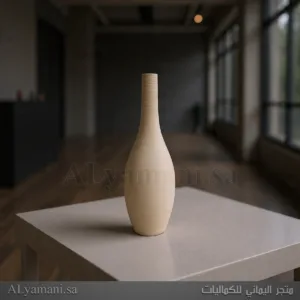 فازة مزهرية بعنق طويل سيراميك ابيض