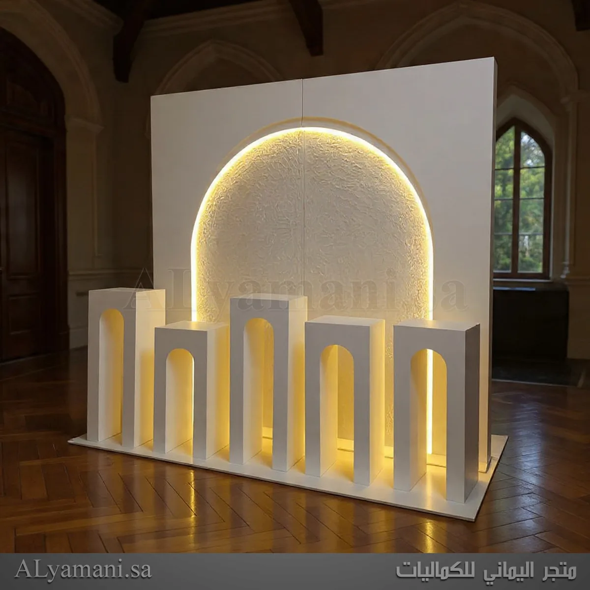 خلفية كوش وافراح واستقبال مع اضاءة تصميم مودرن أنيق