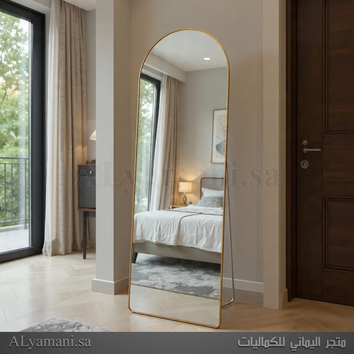 مرايا مقوسة جدارية وأرضية إيطار ذهبي