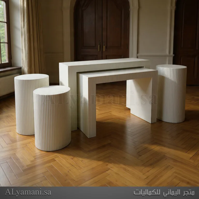 طقم استقبال طاولتين مع ستاندات مقلم سكري