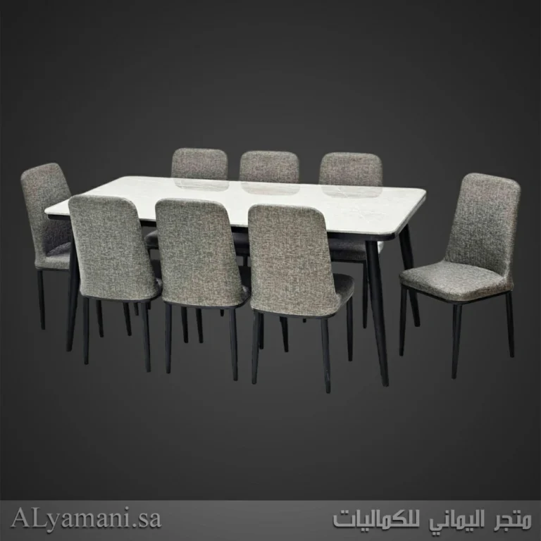 طاولة طعام رخام 8 كراسي رصاصي