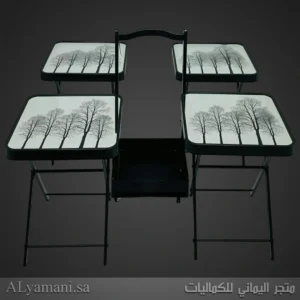 طقم طاولات خدمة وضيافة مع حامل لون أسود
