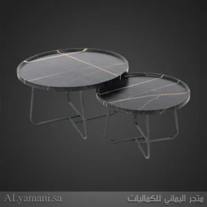 طقم طاولات قهوة دائرية باللون الأسود