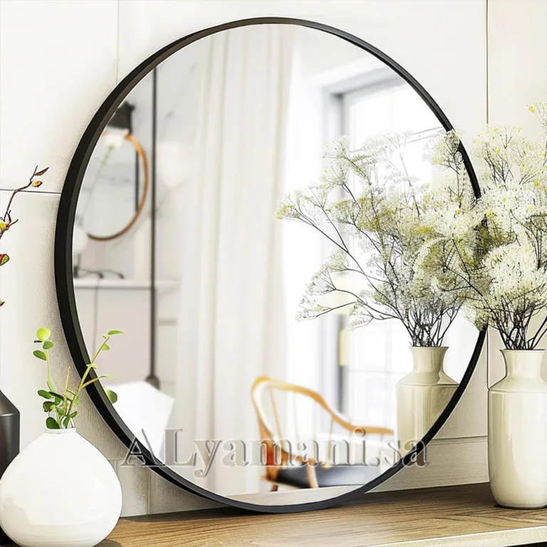 مرايا دائرية جدارية بإطار أسود