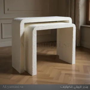 طاولات مدخل واستقبال شبه مقوس اوف وايت كريمي