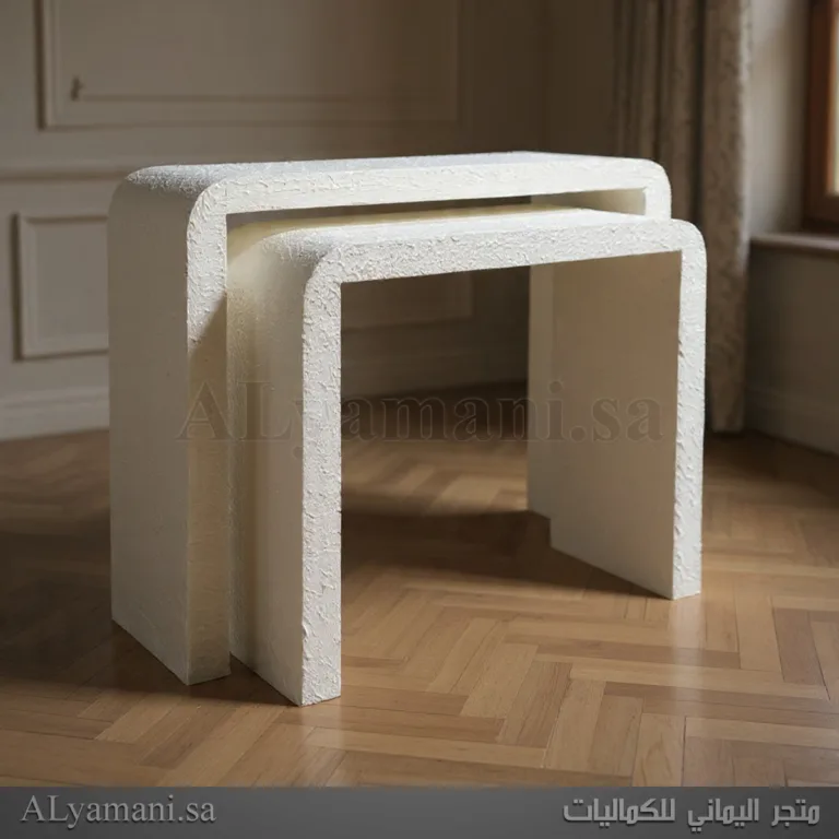 طاولات مدخل واستقبال شبه مقوس اوف وايت كريمي