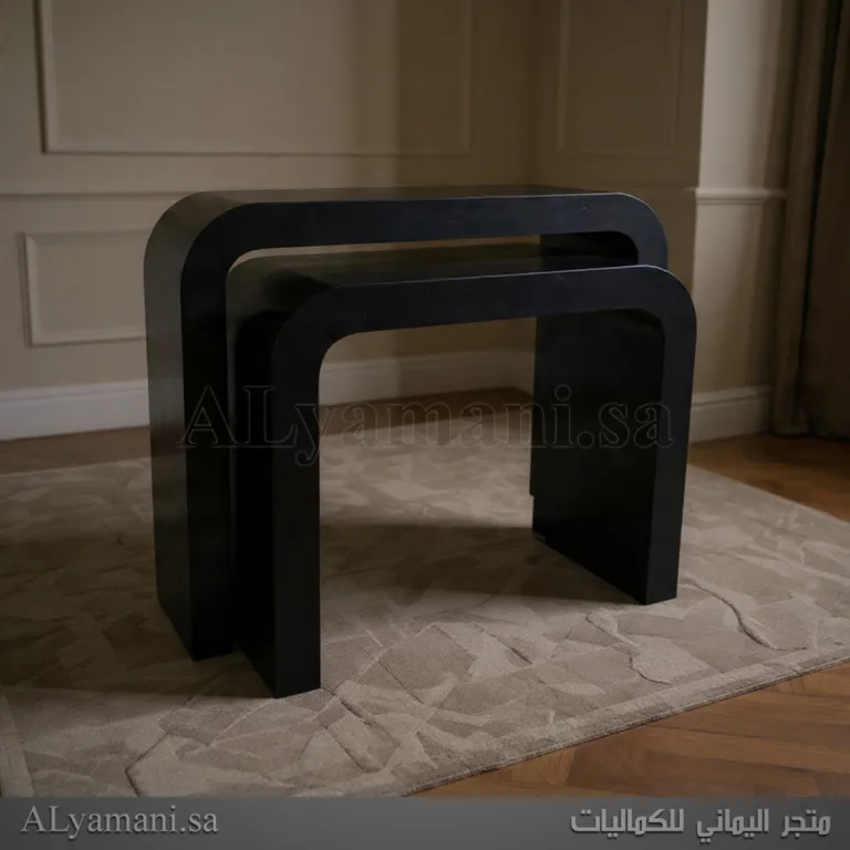 طاولة كونسول مدخل مقوسة بلون أسود لامع
