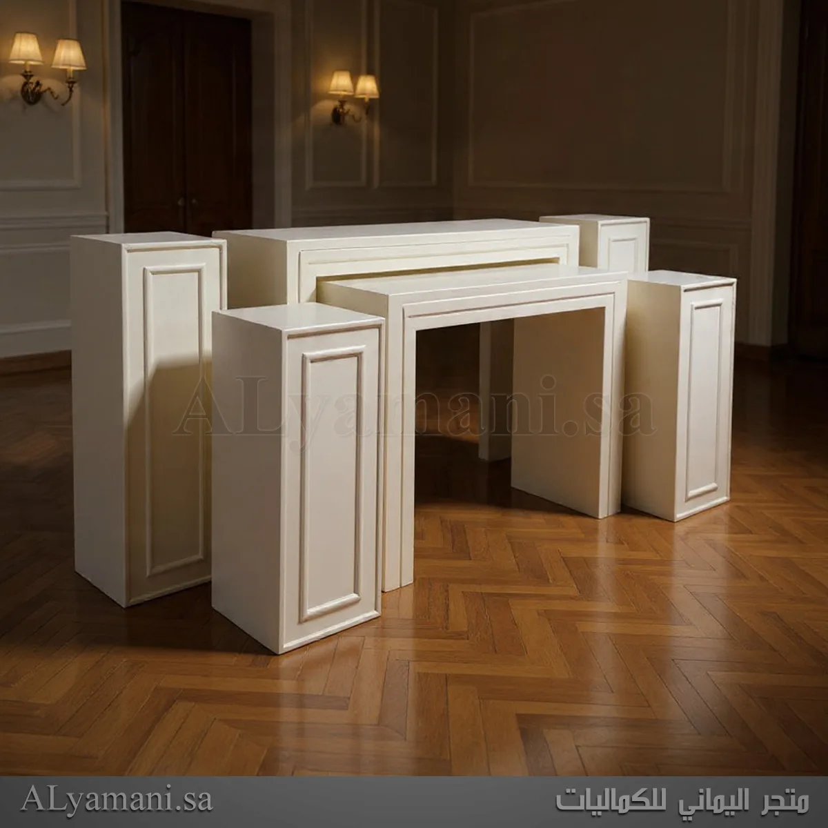 طقم استقبال مربع برواز عريض بيج