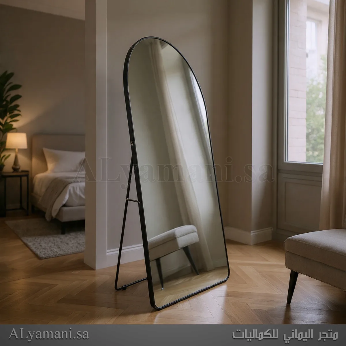 مرايا أرضية جدارية مقوسة 180x100 سم اطار اسود