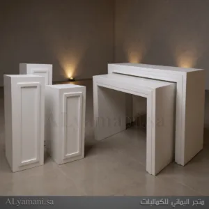 ‏‏طقم طاولات استقبال مع ثلاث ستاندات بتصميم مربع برواز فردي سعر مخفض