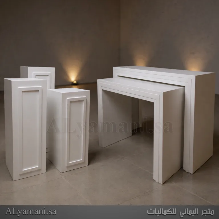 ‏‏طقم طاولات استقبال مع ثلاث ستاندات بتصميم مربع برواز فردي سعر مخفض
