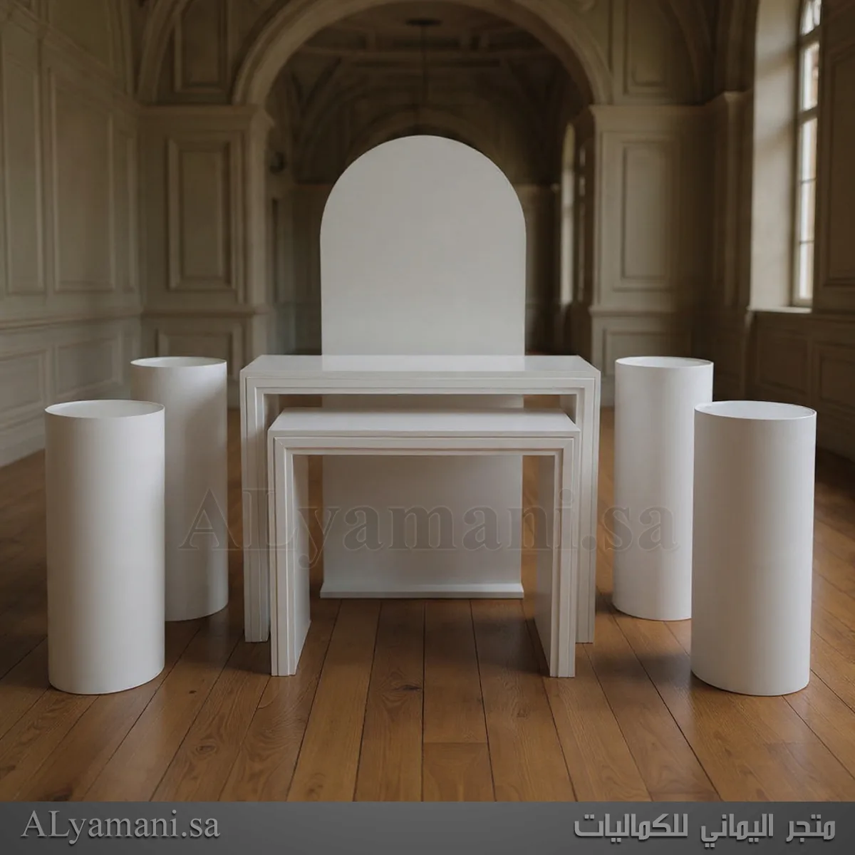 طقم مدخل استقبال طاولتين وخلفية و4 ستاندات سعر مخفض