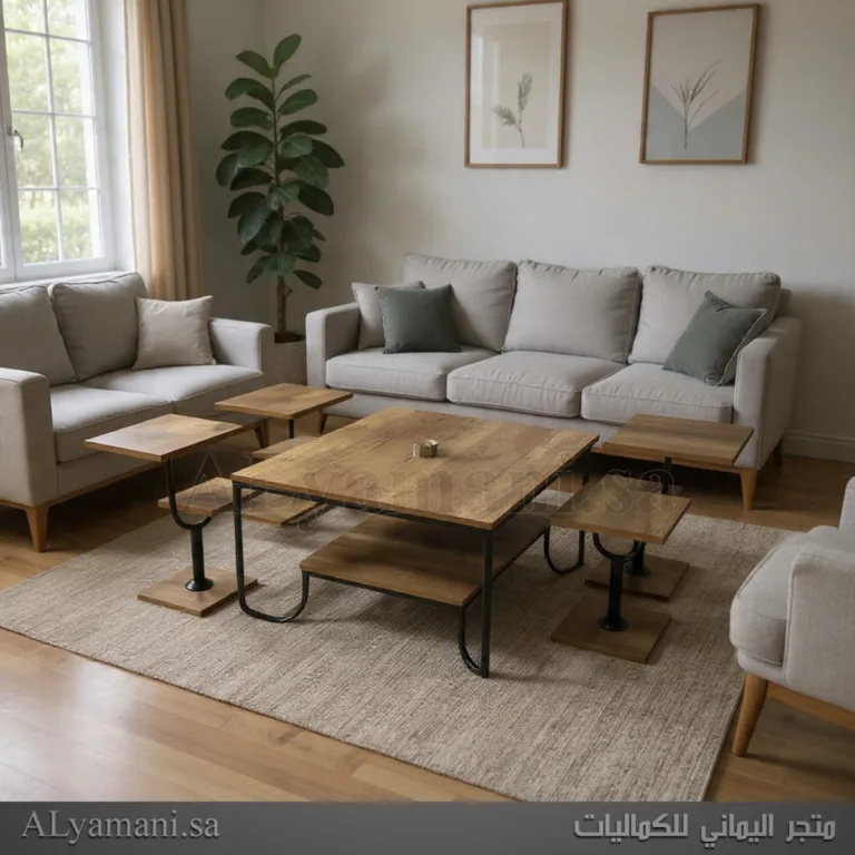 طقم طاولة تقديم وضيافة خشب 5 قطع