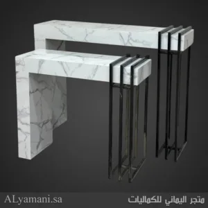 طقم طاولة استقبال بديل الرخام ابيض واسود