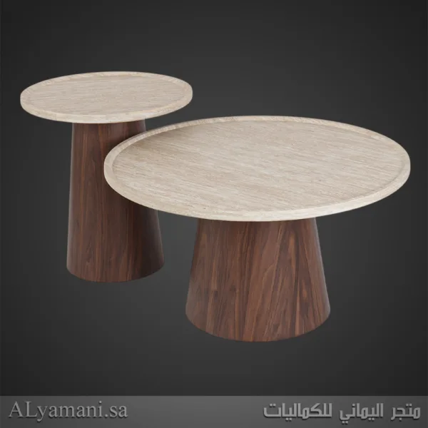طقم طاولة شاي وقهوة باللون البني والبيج