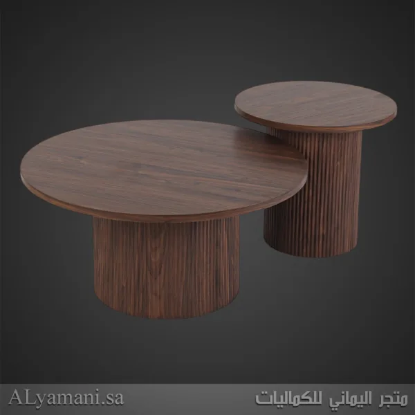 طقم طاولة شاي وقهوة دائرية باللون البني