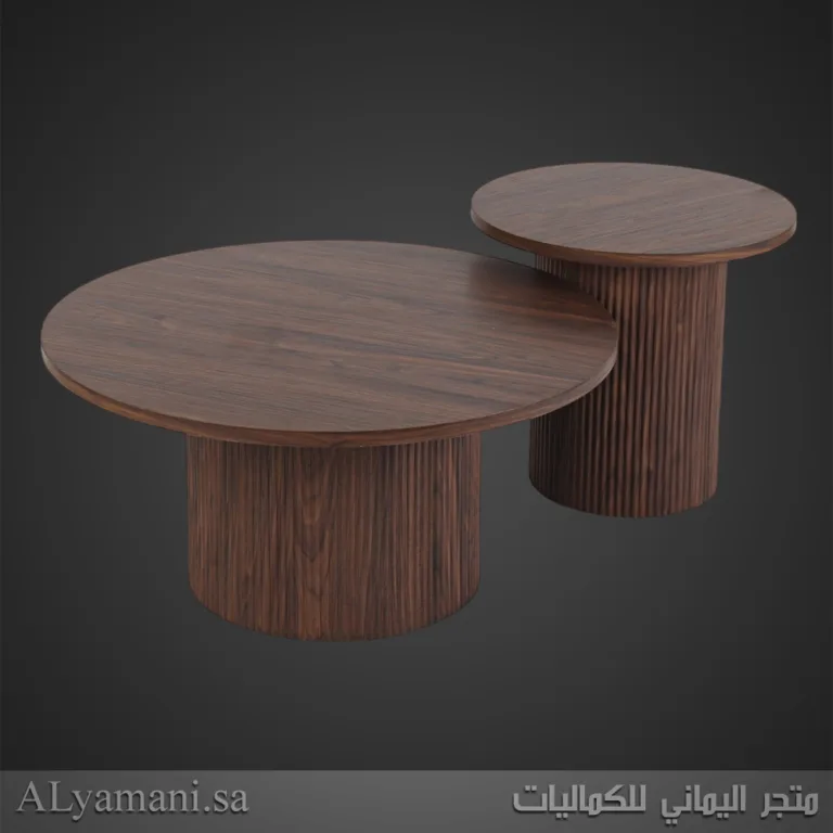 طقم طاولة شاي وقهوة دائرية باللون البني