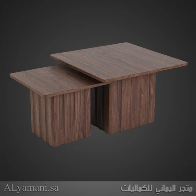 طقم طاولة شاي وقهوة مربعة باللون البني