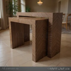 كونسول مدخل مربع بني معتق يدوي