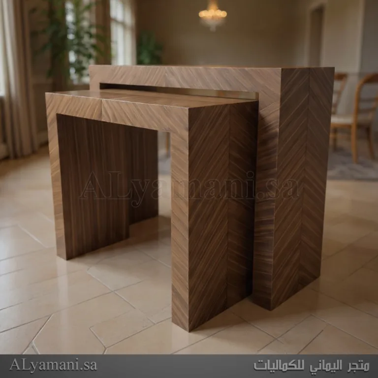 كونسول مدخل مربع بني معتق يدوي