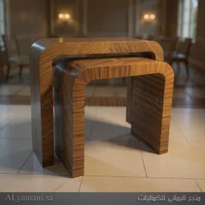 طاولة استقبال مقوسة بني معتق يدوي