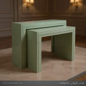 طاولة مدخل استقبال مربعة برواز اخضر فستقي
