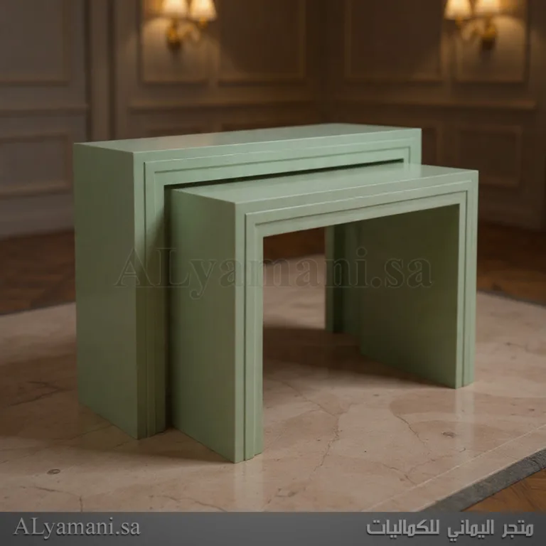 طاولة مدخل استقبال مربعة برواز اخضر فستقي
