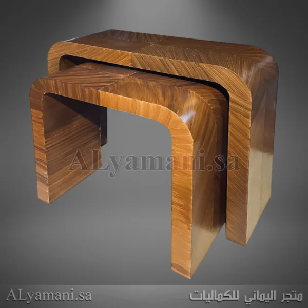 طاولة استقبال مقوسة بني معتق يدوي