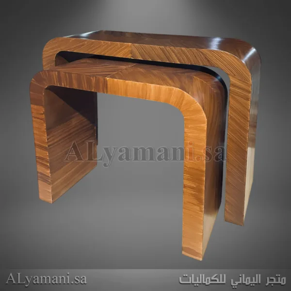 ⁦طاولة استقبال مقوسة بني معتق يدوي⁩ - الصورة ⁦3⁩