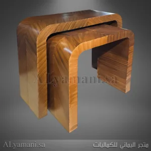 طاولة استقبال مقوسة بني معتق يدوي