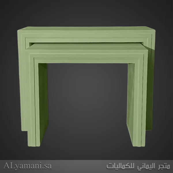 طقم استقبال مربع مع ستاندات اخضر فستقي