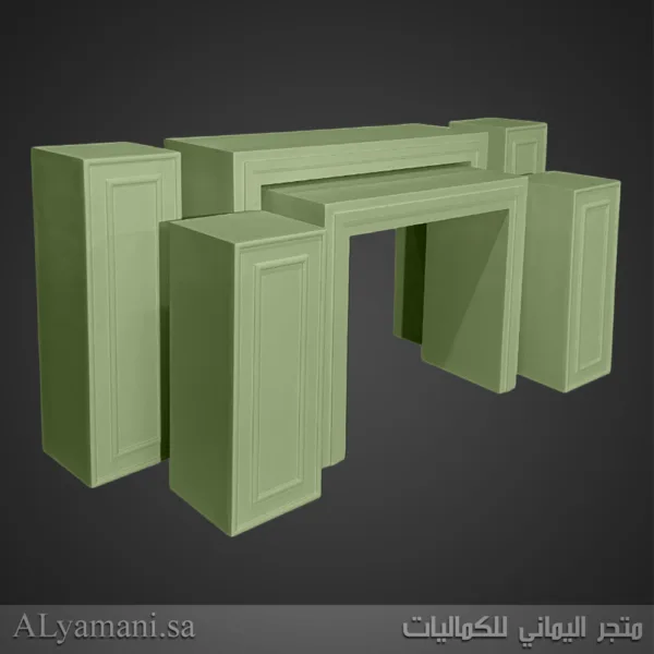 طقم استقبال مربع مع ستاندات اخضر فستقي