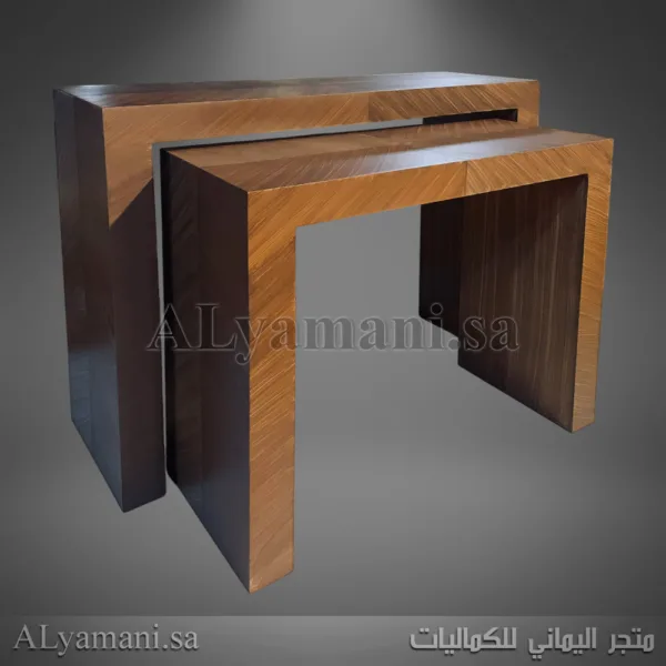 كونسول مدخل مربع بني معتق يدوي