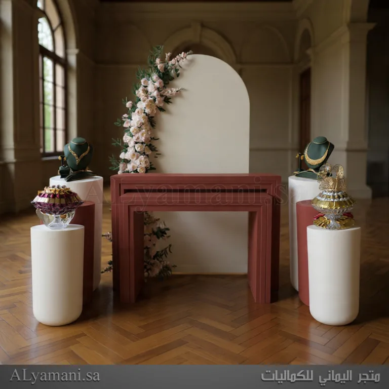 طقم استقبال خطوبة وملكة لون عودي غزالي وبيج فخم وأنيق