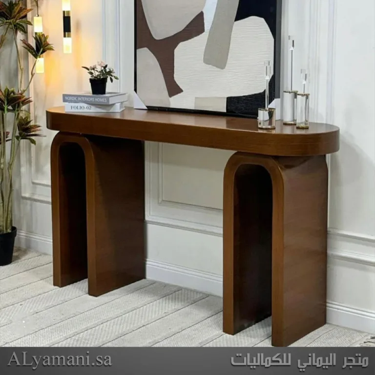 طاولة مدخل قشرة الجوز معتق بني