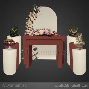طقم استقبال خطوبة وملكة لون عودي غزالي وبيج فخم وأنيق