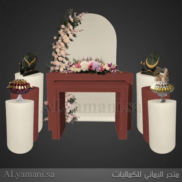 طقم استقبال خطوبة وملكة لون عودي غزالي وبيج فخم وأنيق